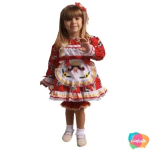 VESTIDO INFANTIL CAIPIRA VAQUINHA TAM 01 VERMELHO