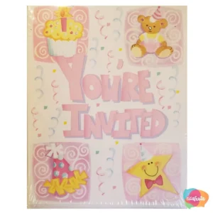 CONVITE VOCÊ ESTA CONVIDADO ROSA C/8