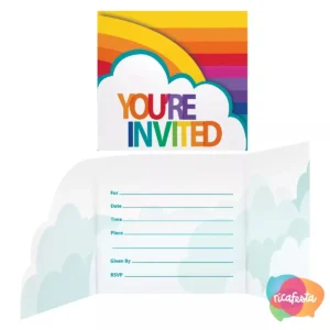 CONVITE ARCO-IRÍS COM 8 UNID ÚNICO COLORIDO