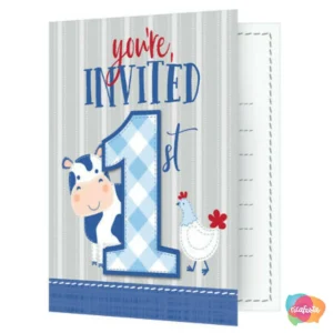 CONVITE PRIMEIRO ANIVERSÁRIO FAZENDA MENINO C/8