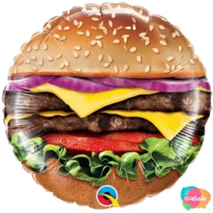 BALÃO HAMBURGUER 22CM NA VARETA 09 POLEGADAS COLORIDO