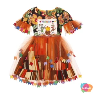 VESTIDO INFANTIL PULA FOGUEIRA COM TULE TAM 04 LARANJA