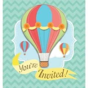 CONVITE BABY BALÃO 3D ACIMA E AVANTE 8 UN VERDE ÁGUA