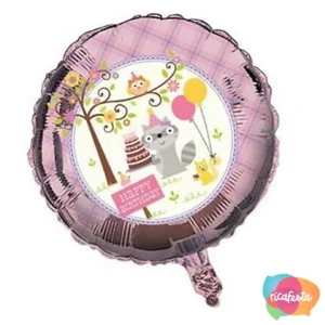 Balão Metalizado Bosque Happy Birthday 18 polegadas