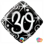 BALÃO DIAMANTE 30 ANOS 46CM 18 POLEGADAS PRETO
