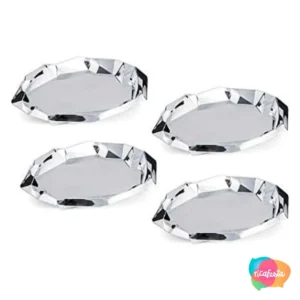 MINI PRATINHO PARA DOCES COM 4 UNID 10 CM PRATA / CINZA