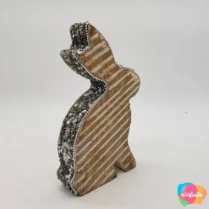 COELHO DE MADEIRA LISTRADO COM LANTEJOULAS