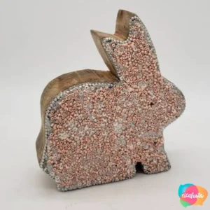 COELHO DE MADEIRA COM APLIQUE BRILHANTE CHICLE 15