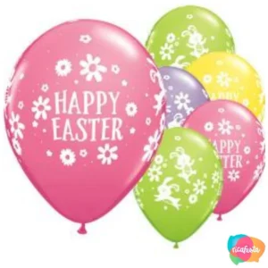BALÃO LATEX EASTER BUNNIES AND DAISIES 27CM C/6 UN