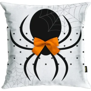 Capa De Almofada Aranha com Laço e Castelo com Luz Halloween 43 x 43 cm