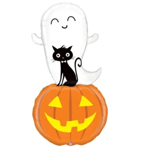 Balão Metalizado Abóbora com fantasma 60 polegadas