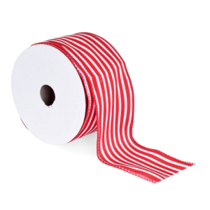 Fita Aramada Decorada 6,3 cm x 9,14 cm Branco e Vermelho