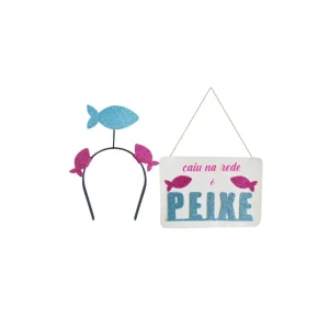 Kit Tiara e Placa Caiu na Rede é Peixe