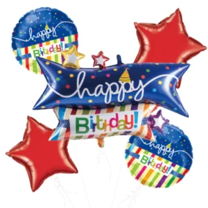 Kit Balão Metalizado Happy Birthday Prata 16 polegadas