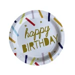 Prato de Papel Happy Birthday Confetes com 10 unidades