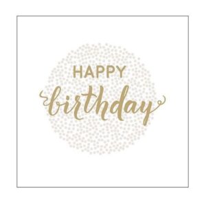 Guardanapo de Papel Happy Birthday Poá Dourado com 20 Unid 33x33 cm