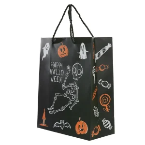 Sacola de Papel Kids Halloween Preto e Laranja 32X26X12cm