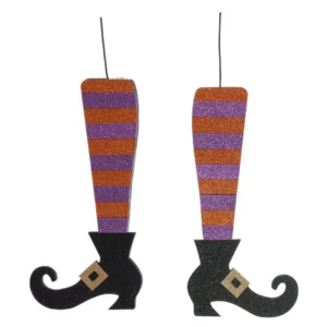 Pernas de Bruxa Decorativa Roxo e Laranja com 2 unid 30 cm