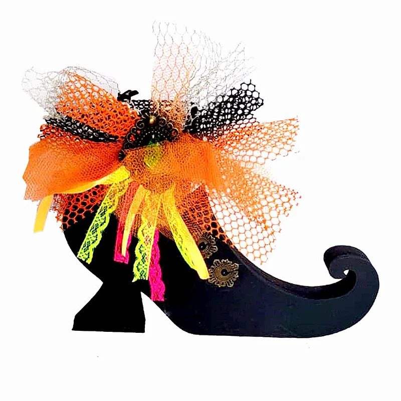 Sapato De Bruxa Madeira Preto Charmoso Decorativo